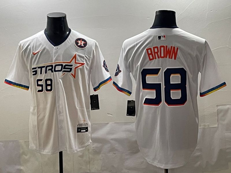 Men Houston Astros #58 Brown White Fourth generation Joint Name 2025 Nike MLB Jersey style 6->women mlb jersey->Women Jersey